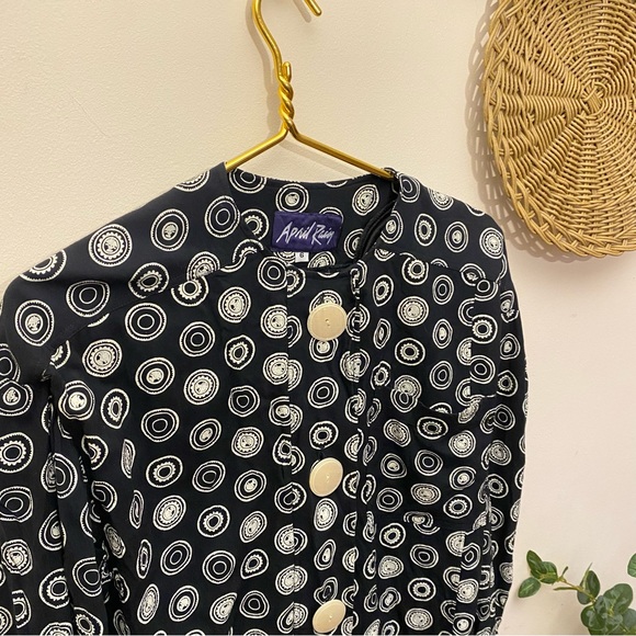 Vintage 1980s April Ray Polka Dot Retro Dress - Picture 7 of 7